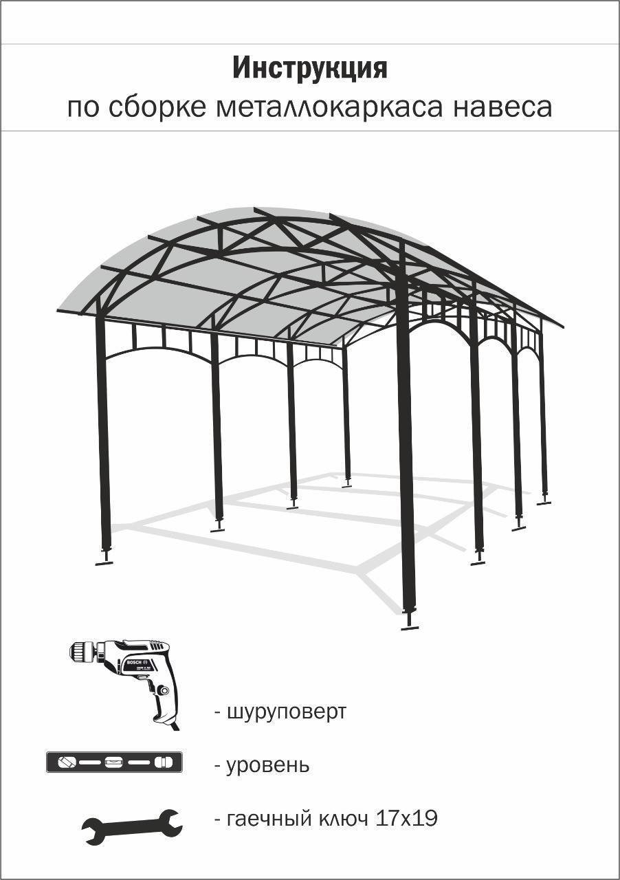 Металлокаркас для навеса из профильной трубы чертежи