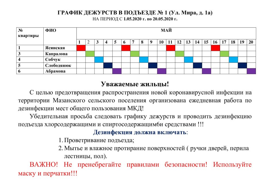 Пример дежурства на дому медицинских работников