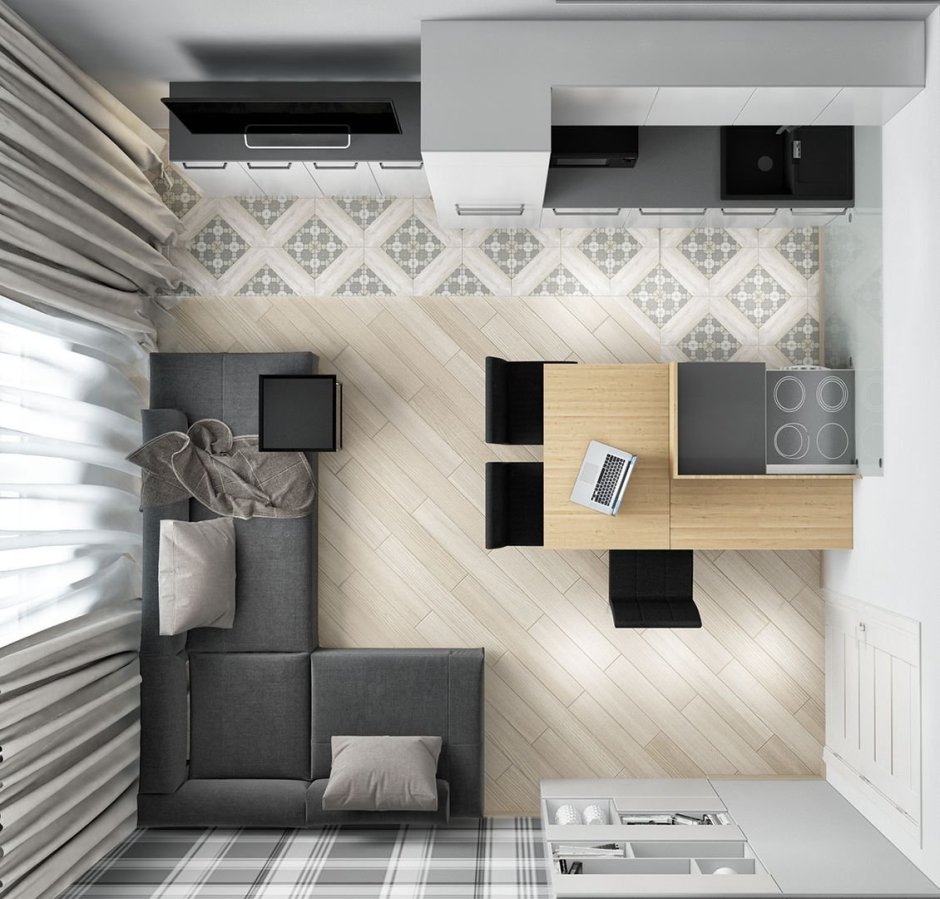 Планировка кухни 20 м2