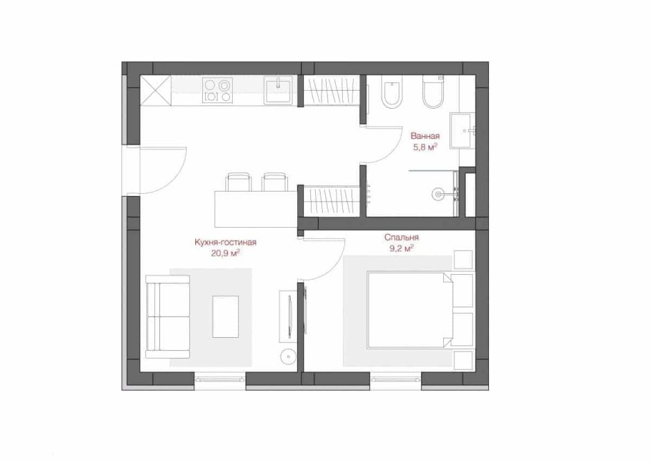Квартира студия 50м2 планировка
