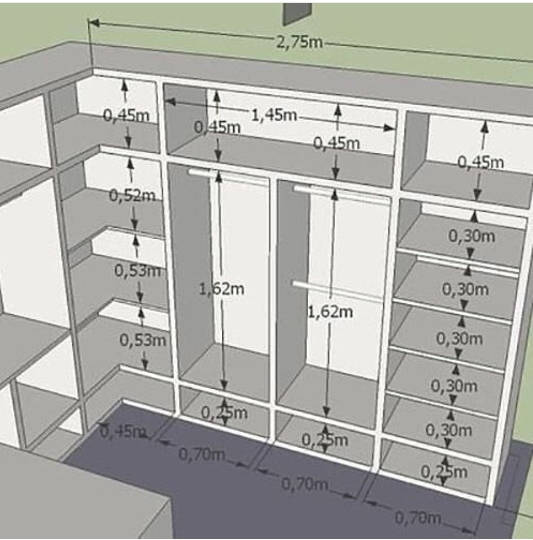 Угловая гардеробная комната планировка с размерами