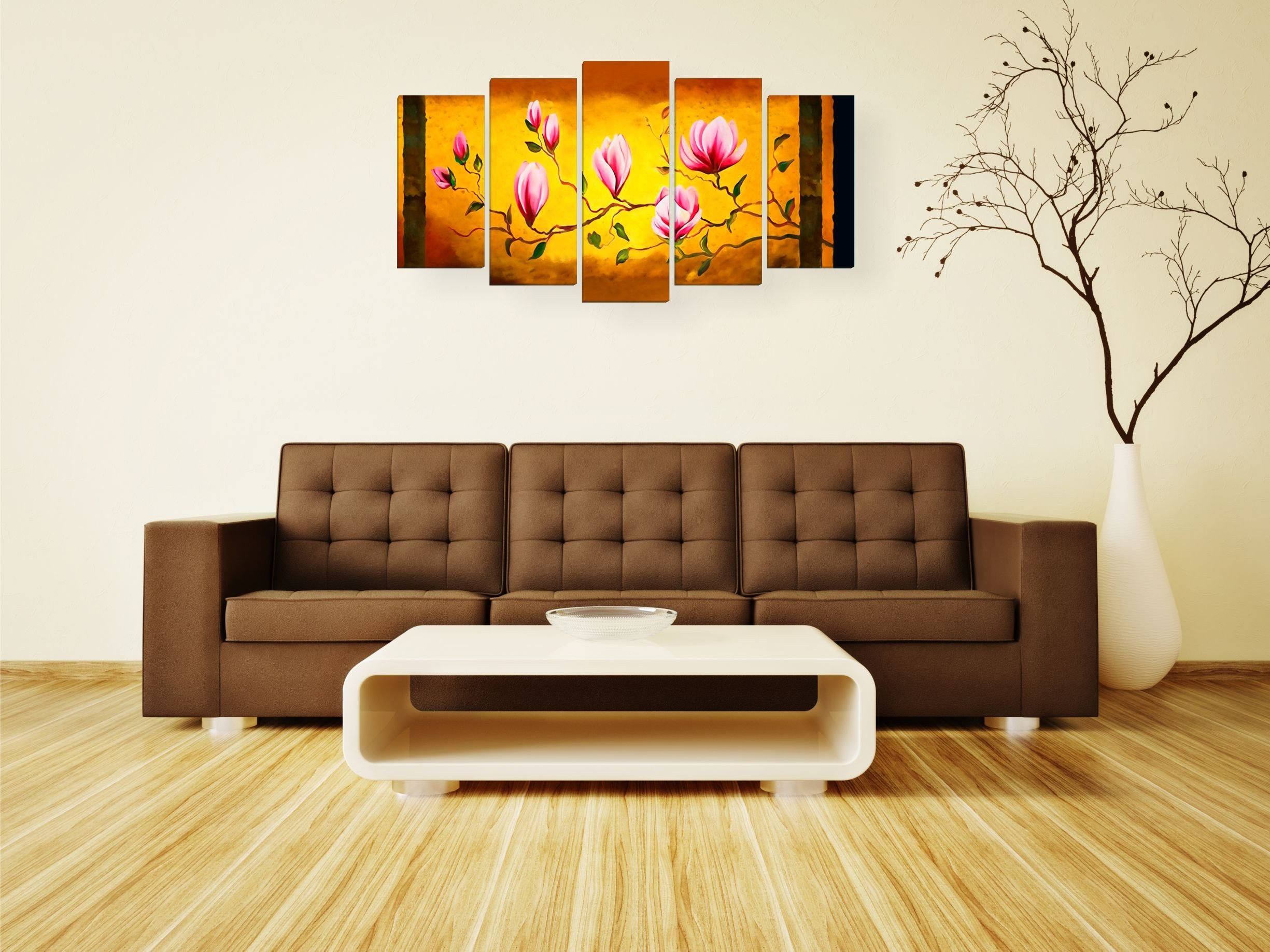 Картины для гостиной в современном стиле над диваном