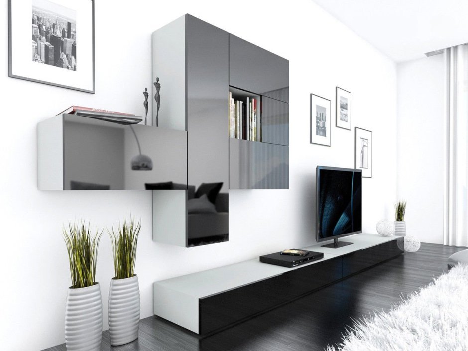 Стенка Shift Black/White глянец
