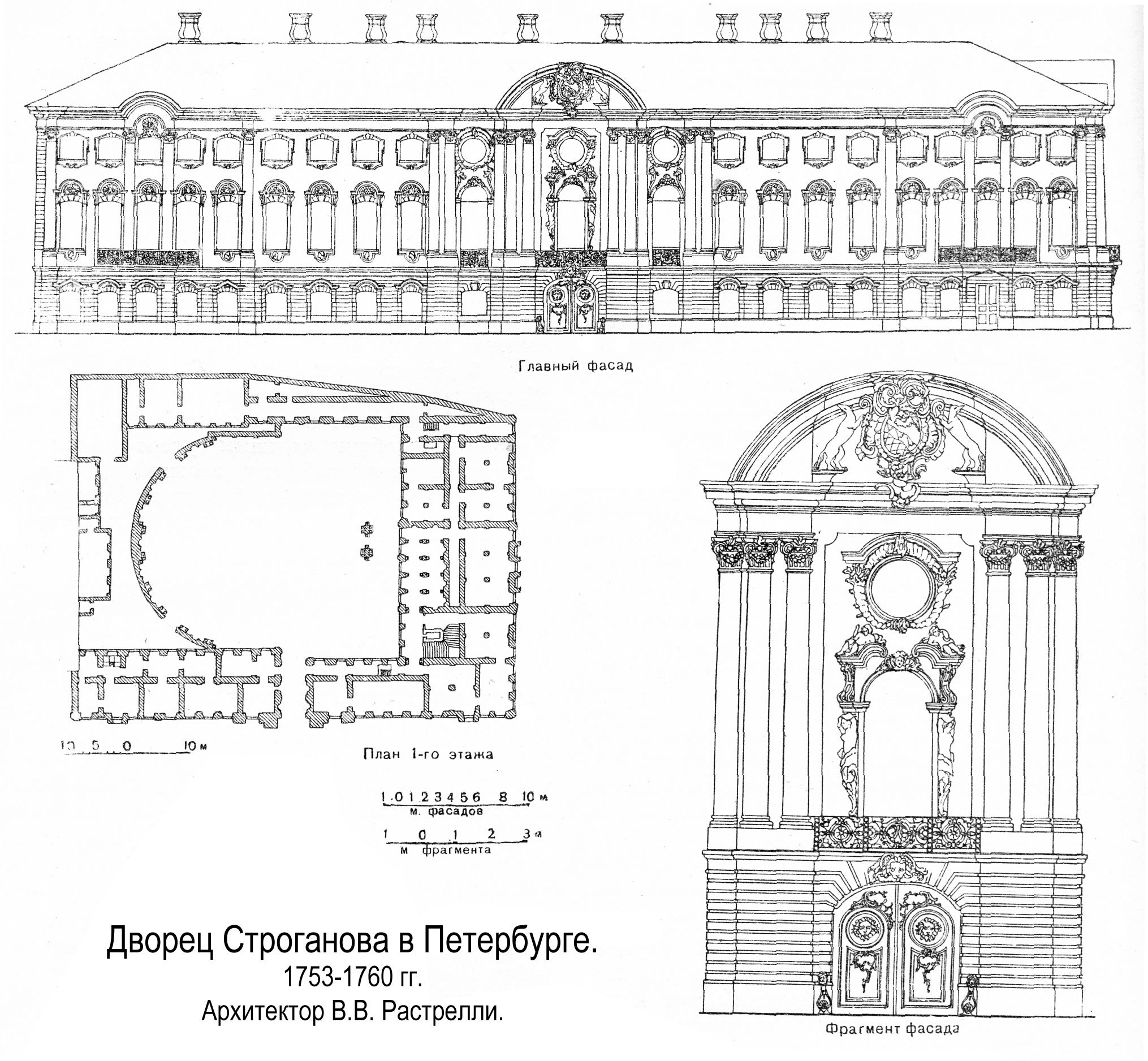 Дворец Строганова Петербург чертежи