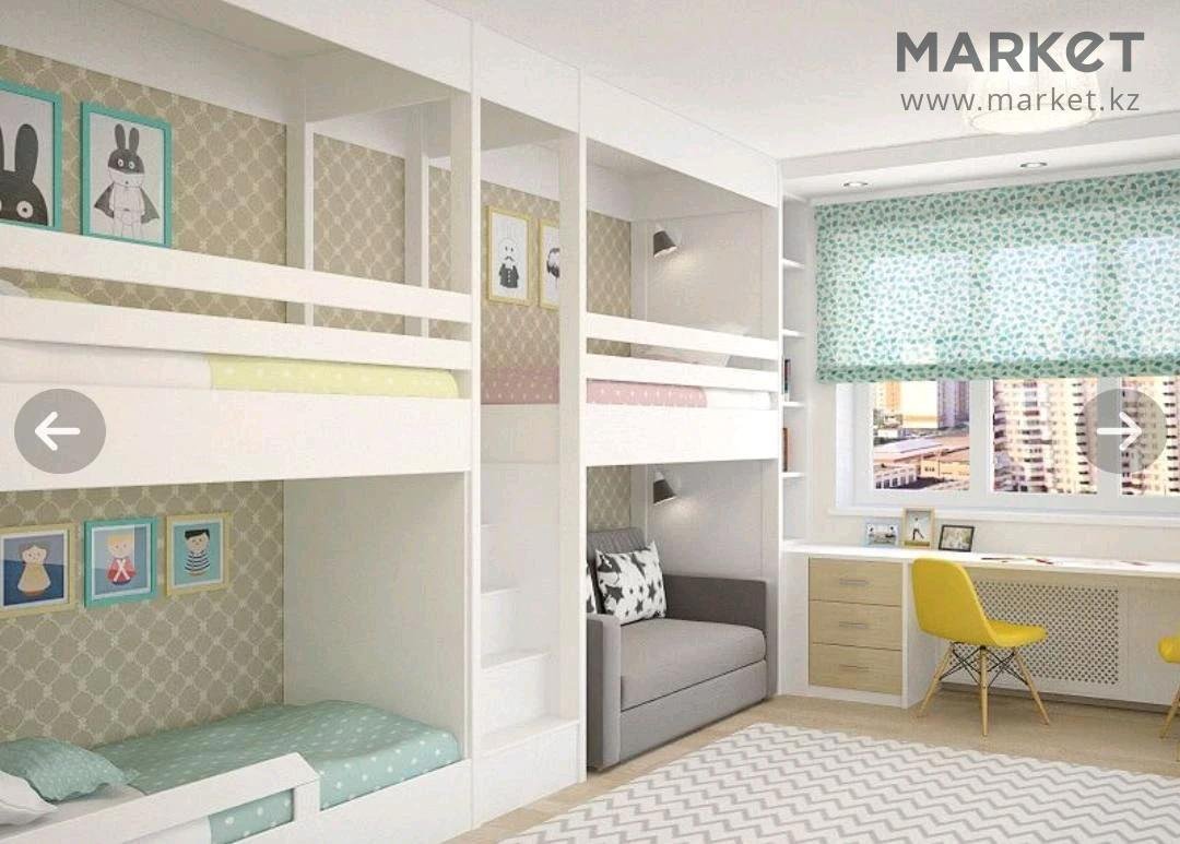 детская с двухъярусной кроватью дизайн в маленькой комнате