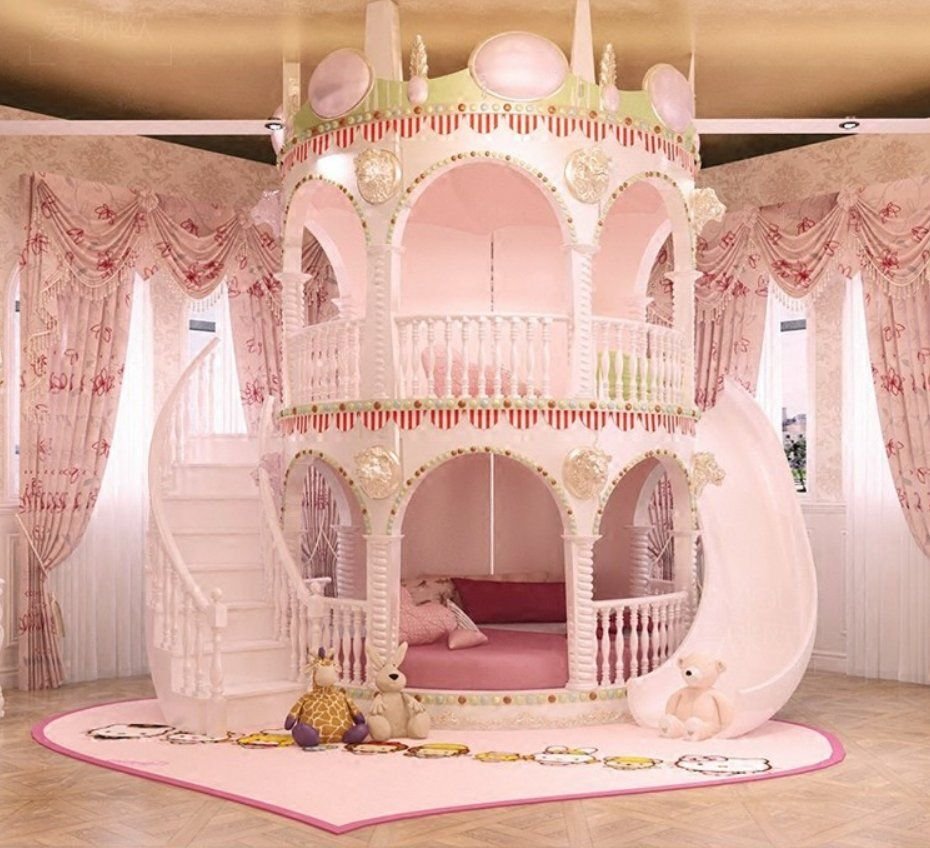 детская кровать для принцессы двухъярусная