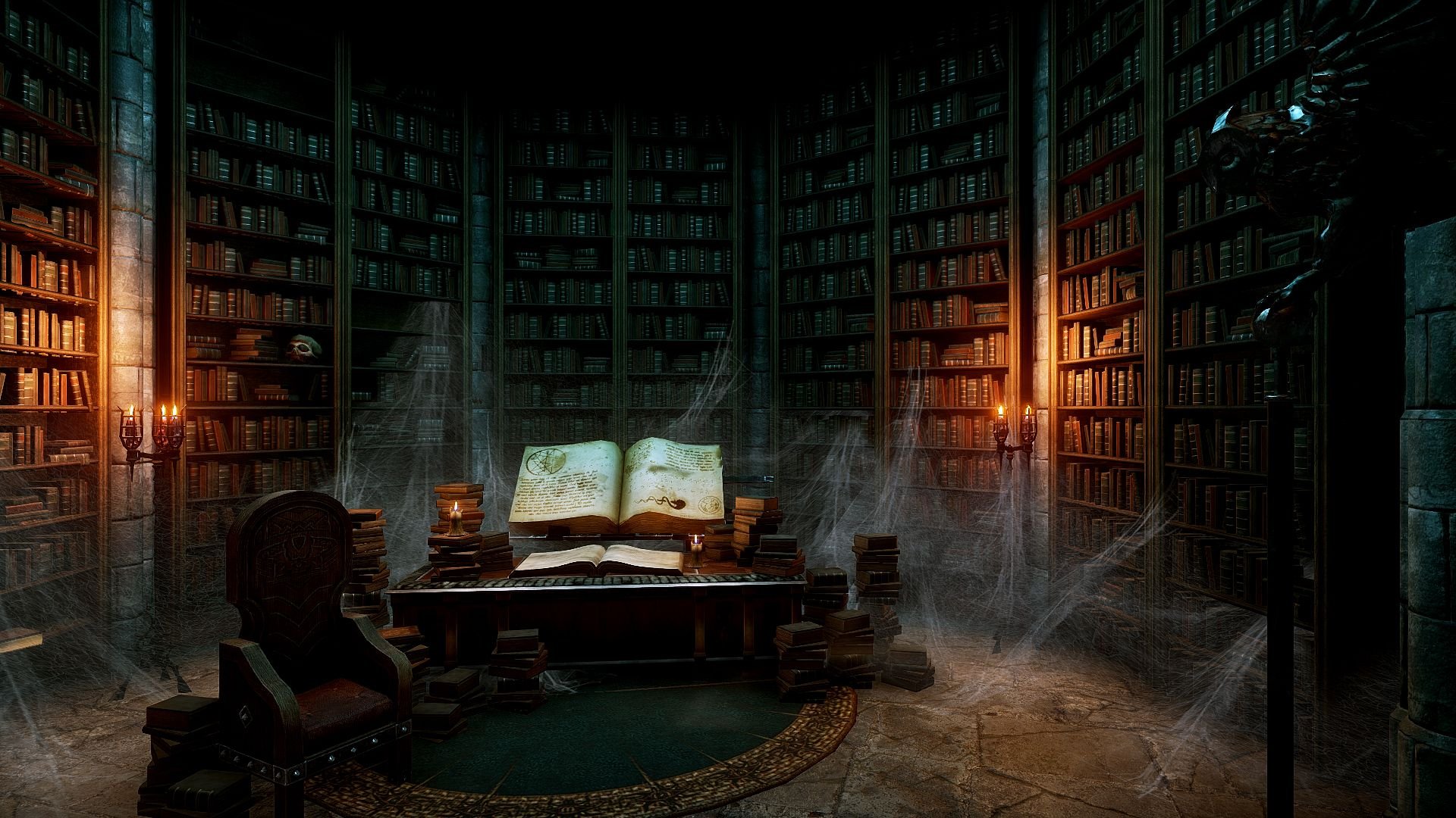Старинная комната с книгами