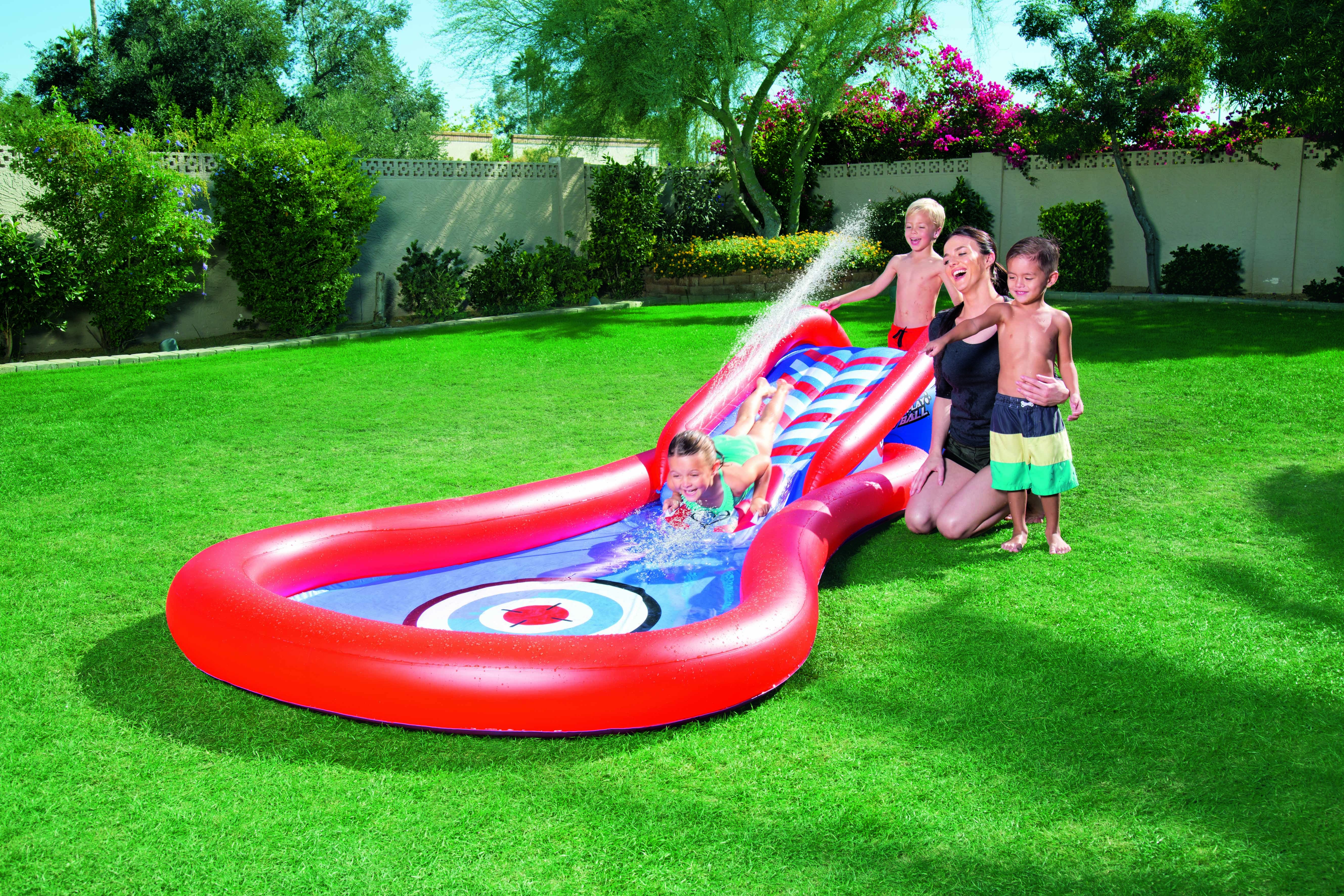 Детский бассейн с горкой. Игровой центр Bestway Splash & Play Cannon Ball Water Slide 53054. Надувной бассейн с горкой для детей и взрослых. Бассейны с горками для детей и взрослых.. Бассейн с горочкой.