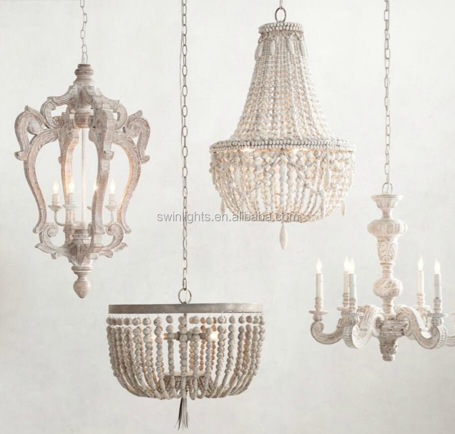 Люстра rh Anselme White Wood Weathered Chandelier