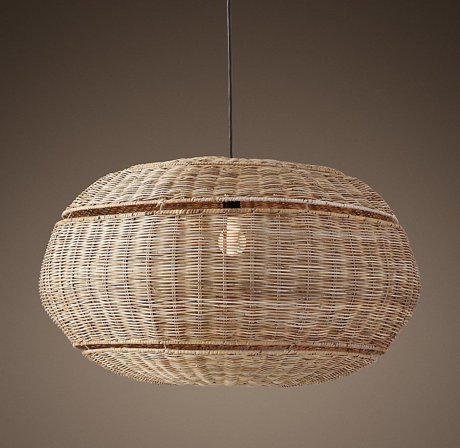 Lamp Wood Rotang Wicker Barrel n2 / лампа плетеная из ротанга "бочка" №2