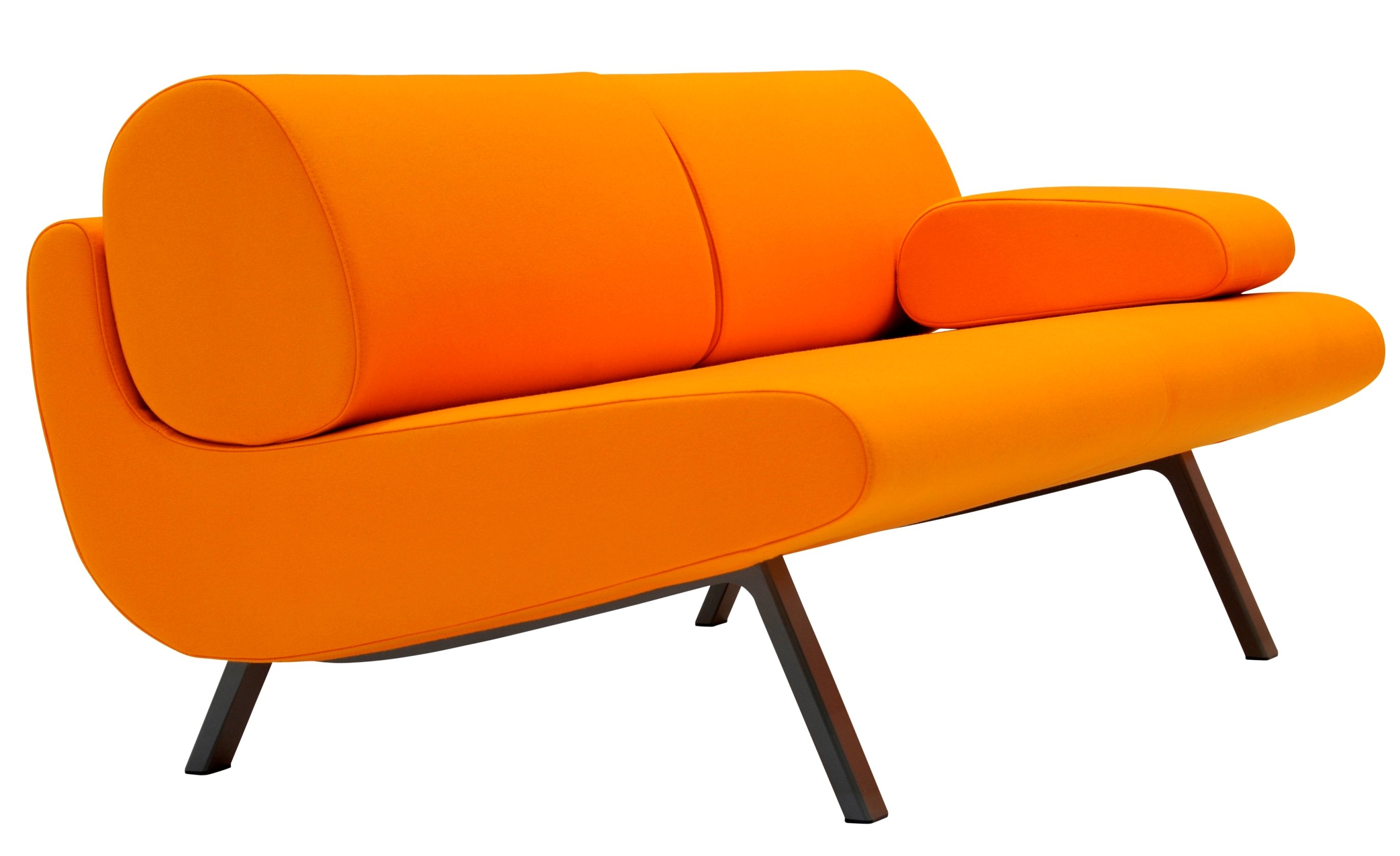 Маленький диван оранжевый кожаный