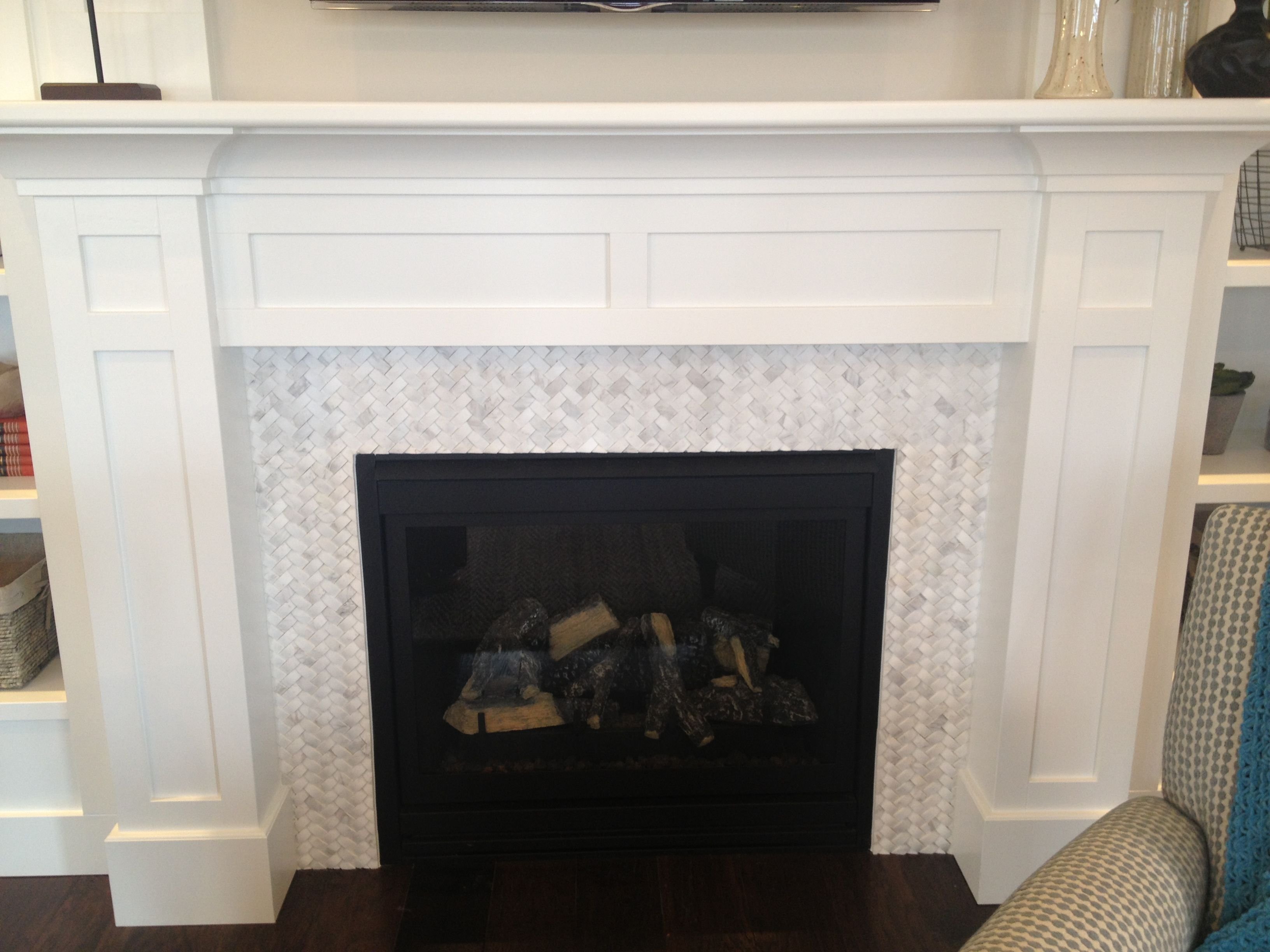 Fireplace White Carrara Marble American Classic Interior