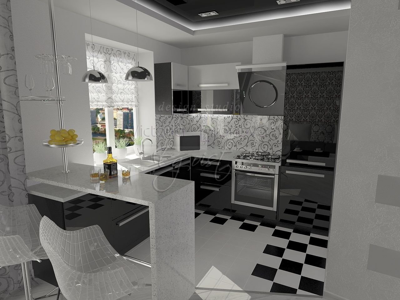 Кухня в бело черном цвете хрущевка