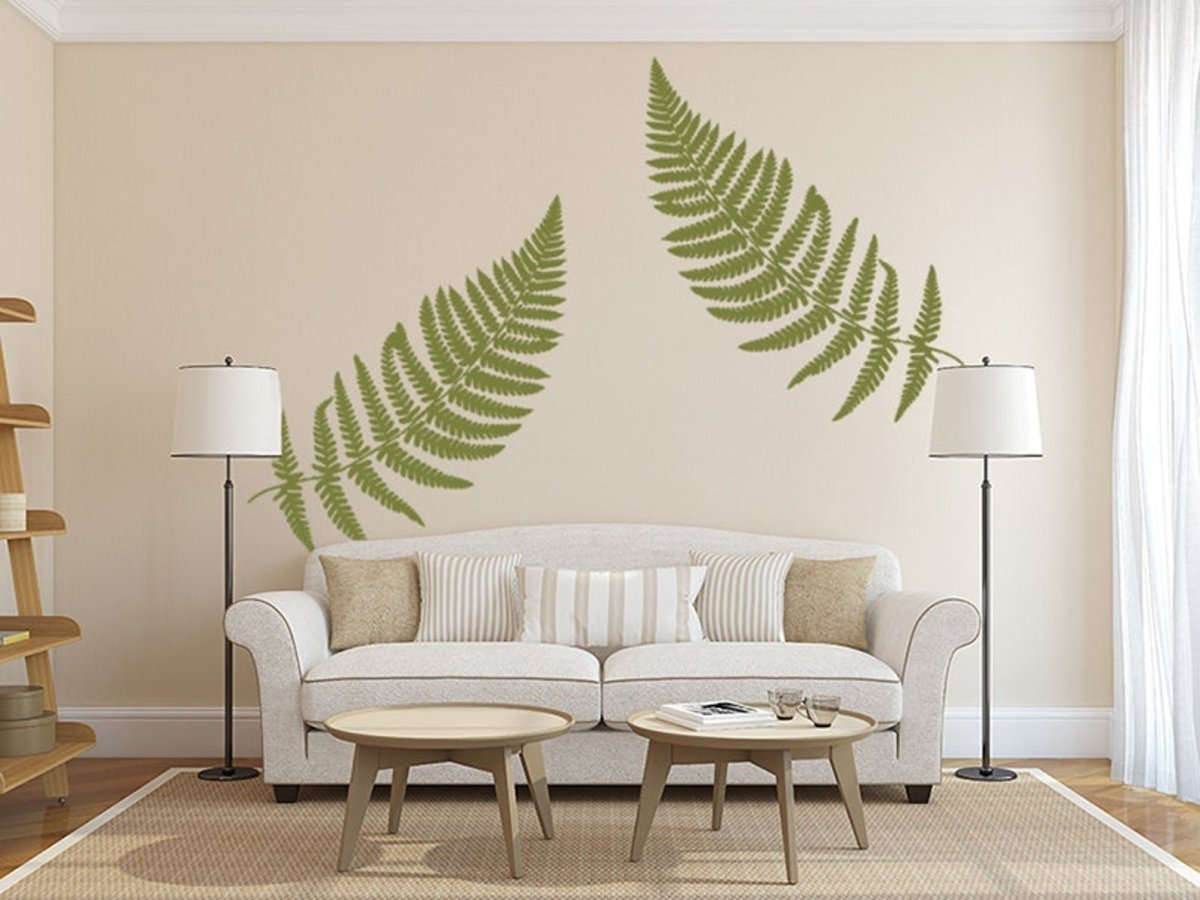 Листья в интерьере на стене фото