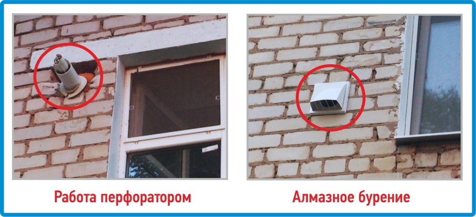 Отверстие 240 мм в стене под вентиляцию
