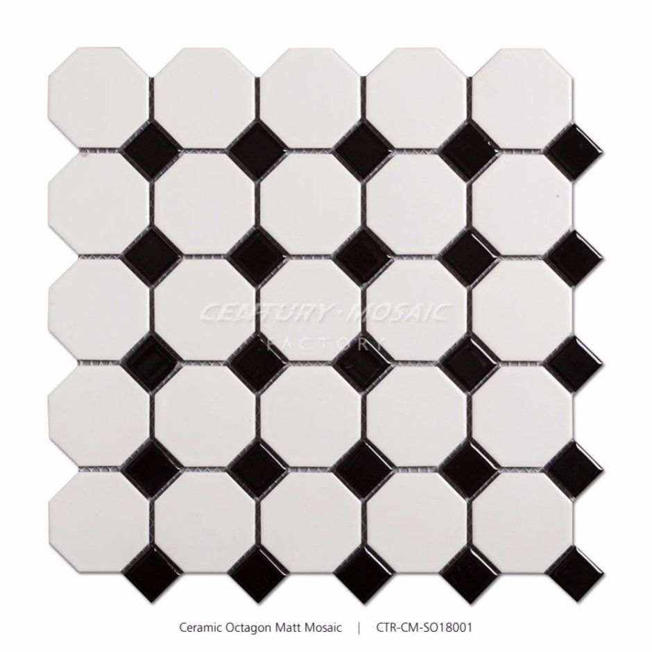 Мозаика Octagon small White/Black Matt (idla2575)
