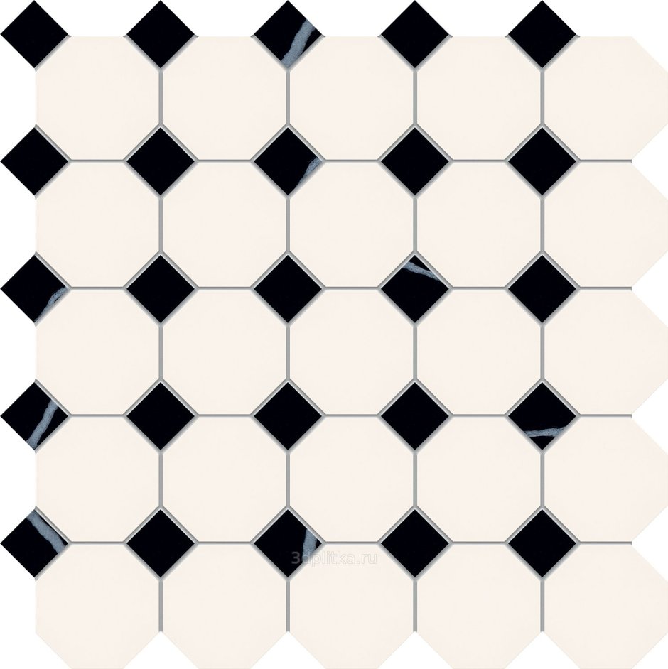 Мозаика Octagon small White/Black Matt idla2575 295х295
