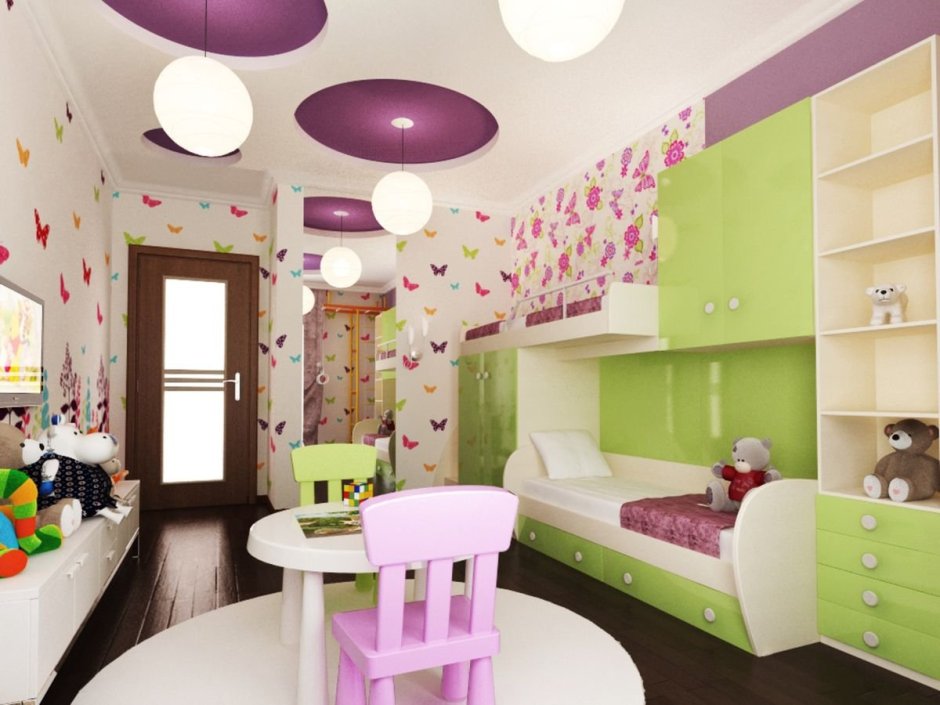 Дизайн комнаты для двух девочек разного возраста