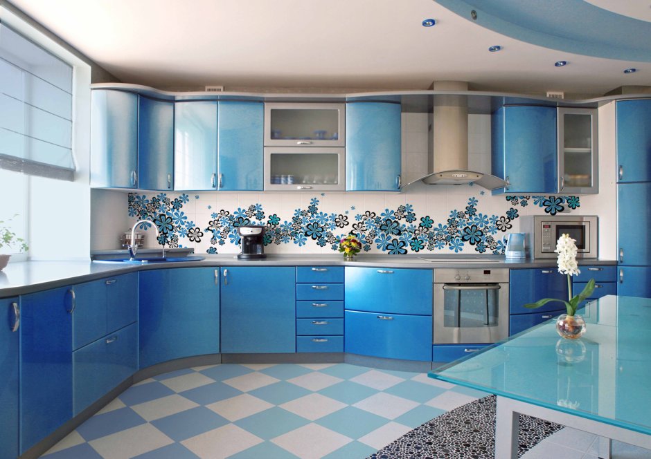 Сине голубая кухня
