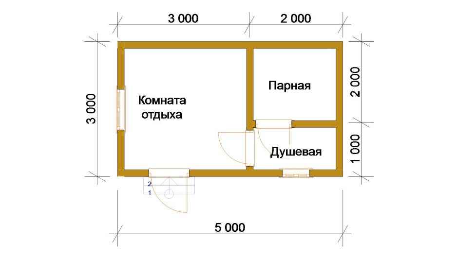 Сруб бани 3х5 планировка