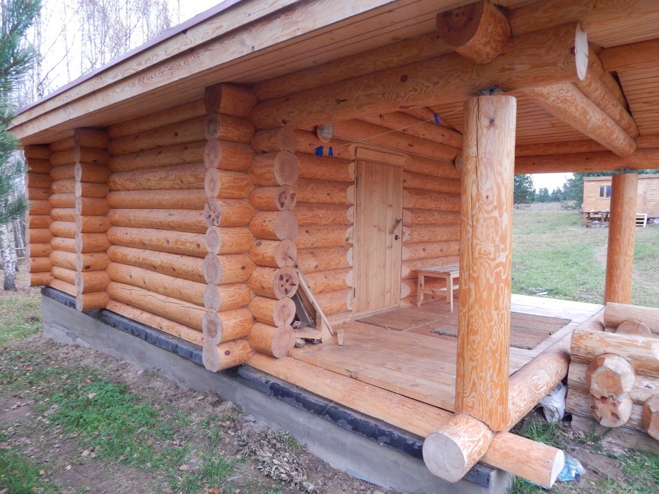 Интерьеер бане из бревна