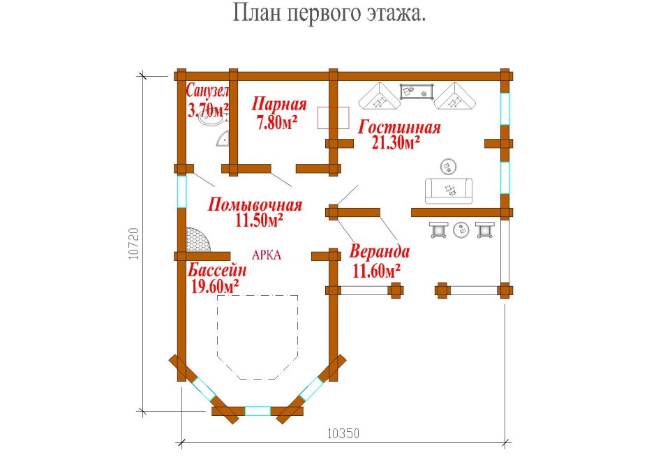 Угловая баня с бассейном и барбекю под одной крышей проекты