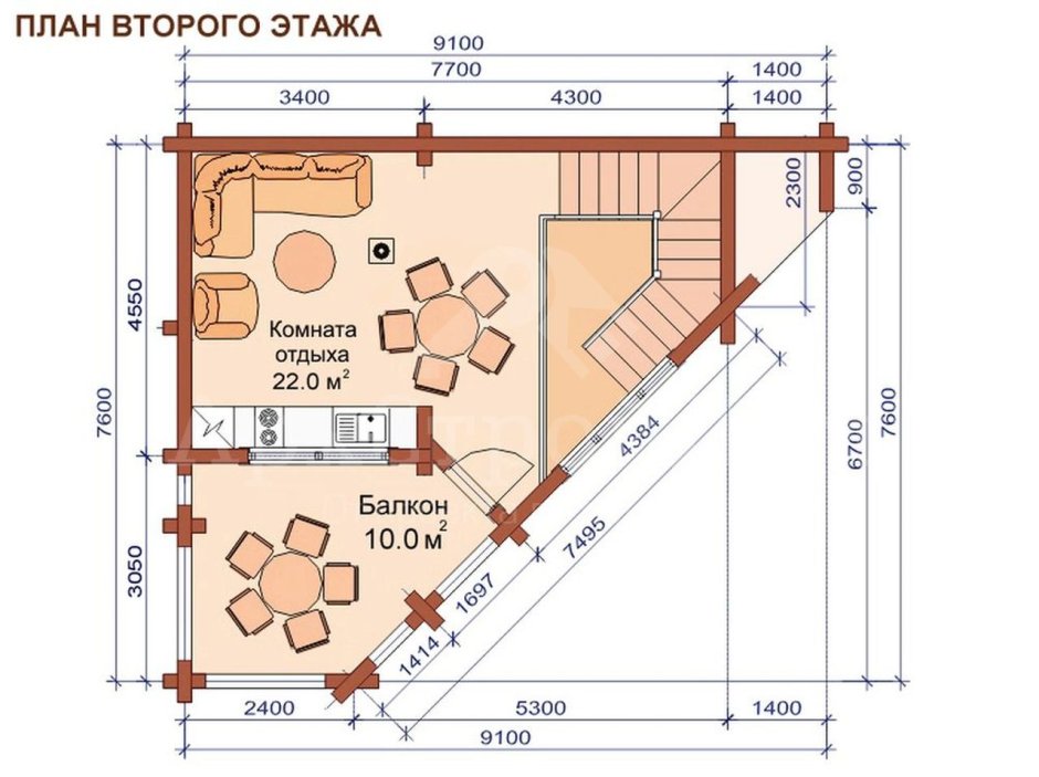 Проект угловой бани с террасой