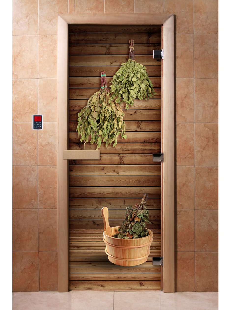 Дверь стеклянная DOORWOOD для бани с фотопечатью a022