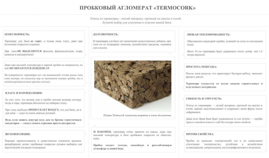 Пробковый агломерат теплопроводность