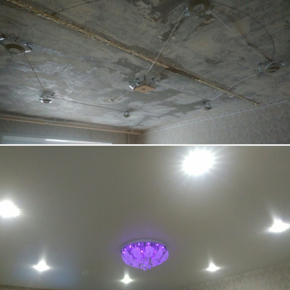 Варианты размещения точечных светильников на натяжном потолке