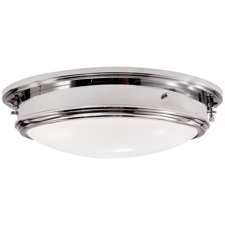 332972 Marine Porthole small Flush Mount in Polished Nickel with White Glass