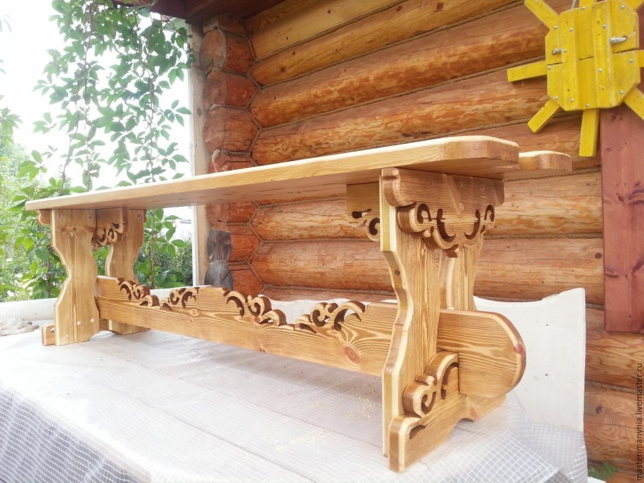 Резные лавки из дерева