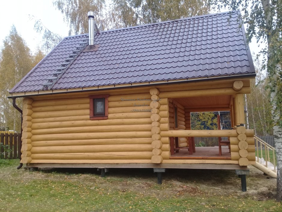 Баня из бревна 3 на 4 с верандой