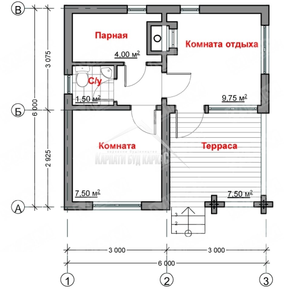 Планировка бани 3х4