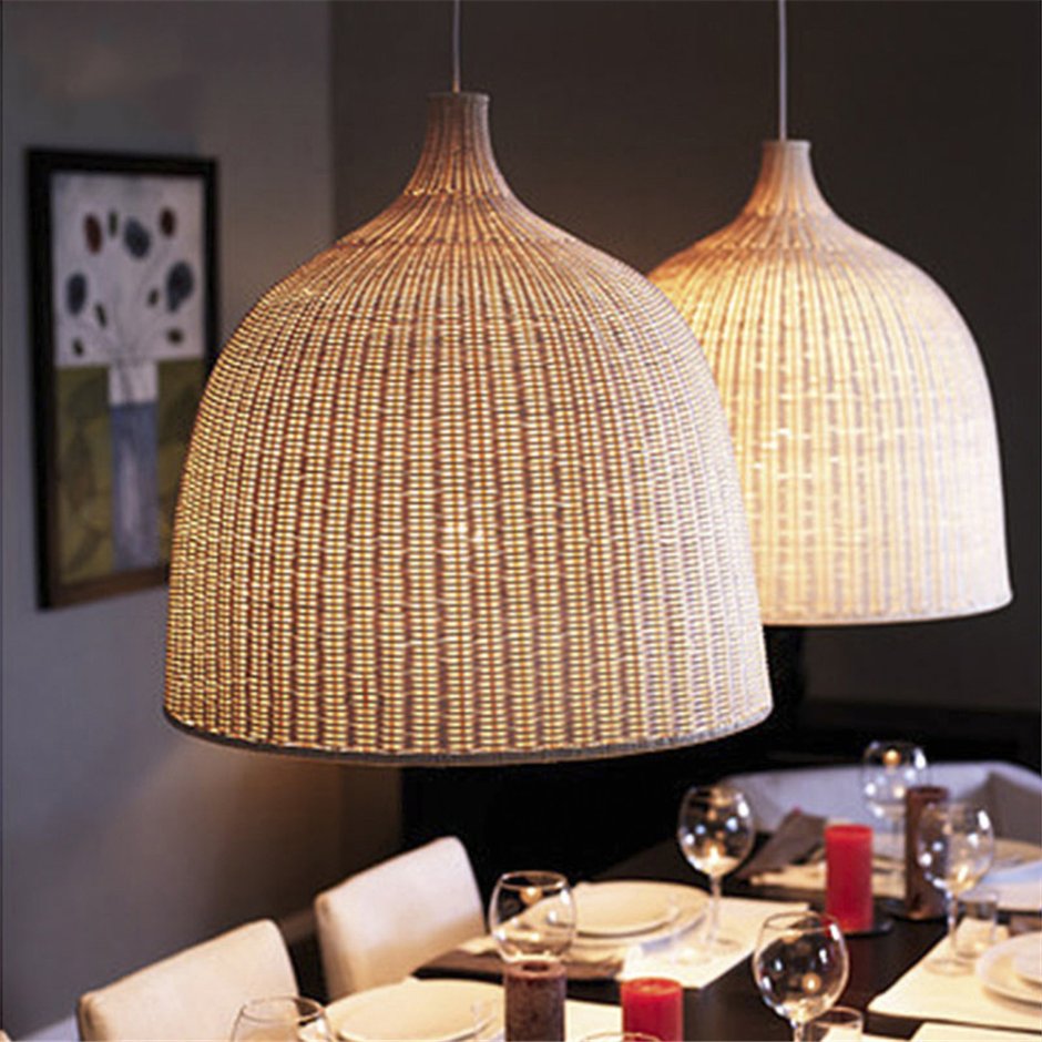Lamp Wood Rotang Wicker Barrel n2 / лампа плетеная из ротанга "бочка" №2