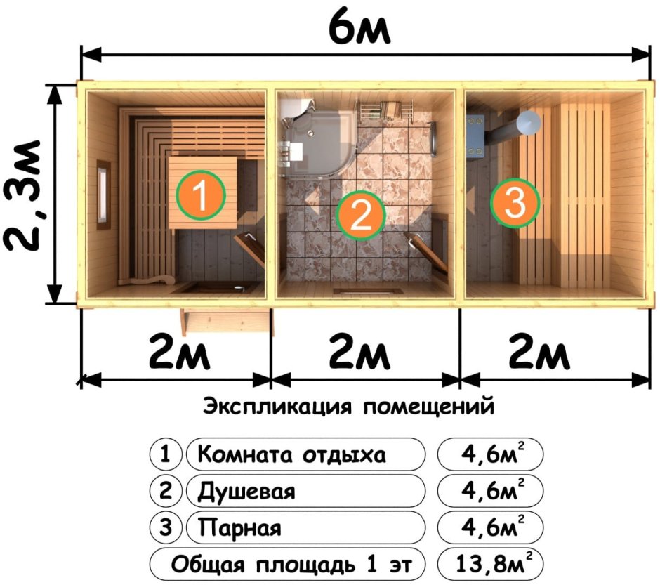 Баня парная 6м2