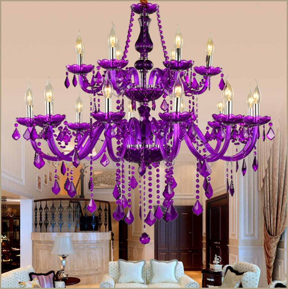 Бра сиреневые Luxury Purple Chandelier Crystal Chandeliers Abajur without lampshade