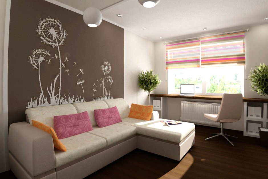Маленькая комната дизайн интерьера с диваном