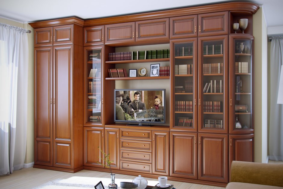 Мебель в гостиную с книжными шкафами