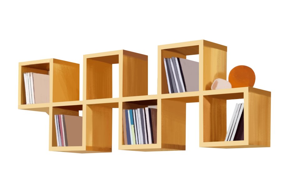 Угловая книжная полка на стену