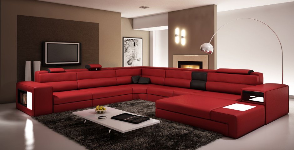 Угловой диван коричневого цвета