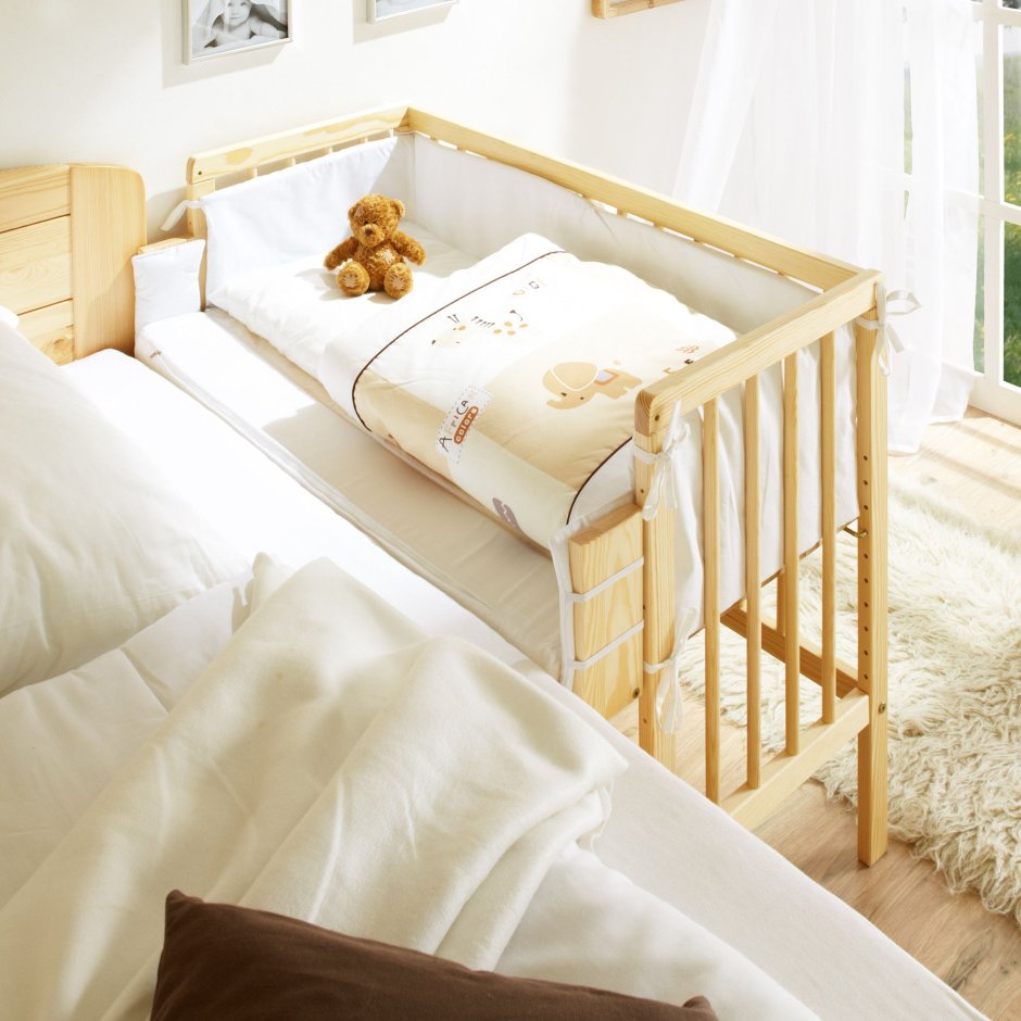 Детские кроватки приставные к кровати для новорожденных
