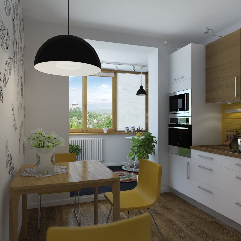 Кухня с балконом дизайн интерьер
