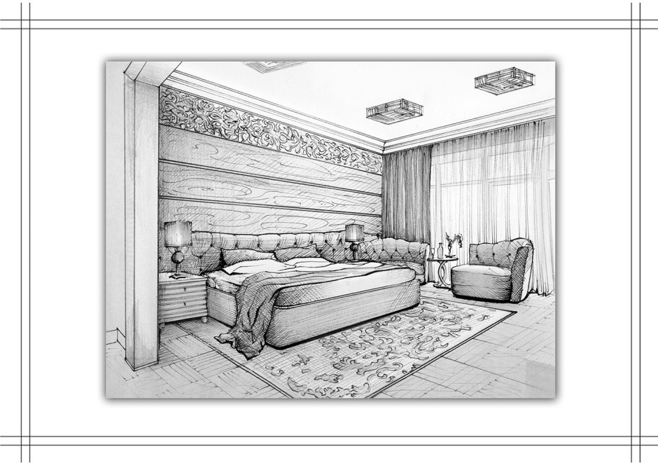 Нарисованная спальная комната
