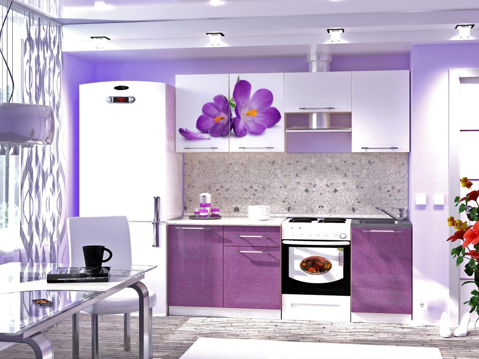 Черно фиолетовая кухня