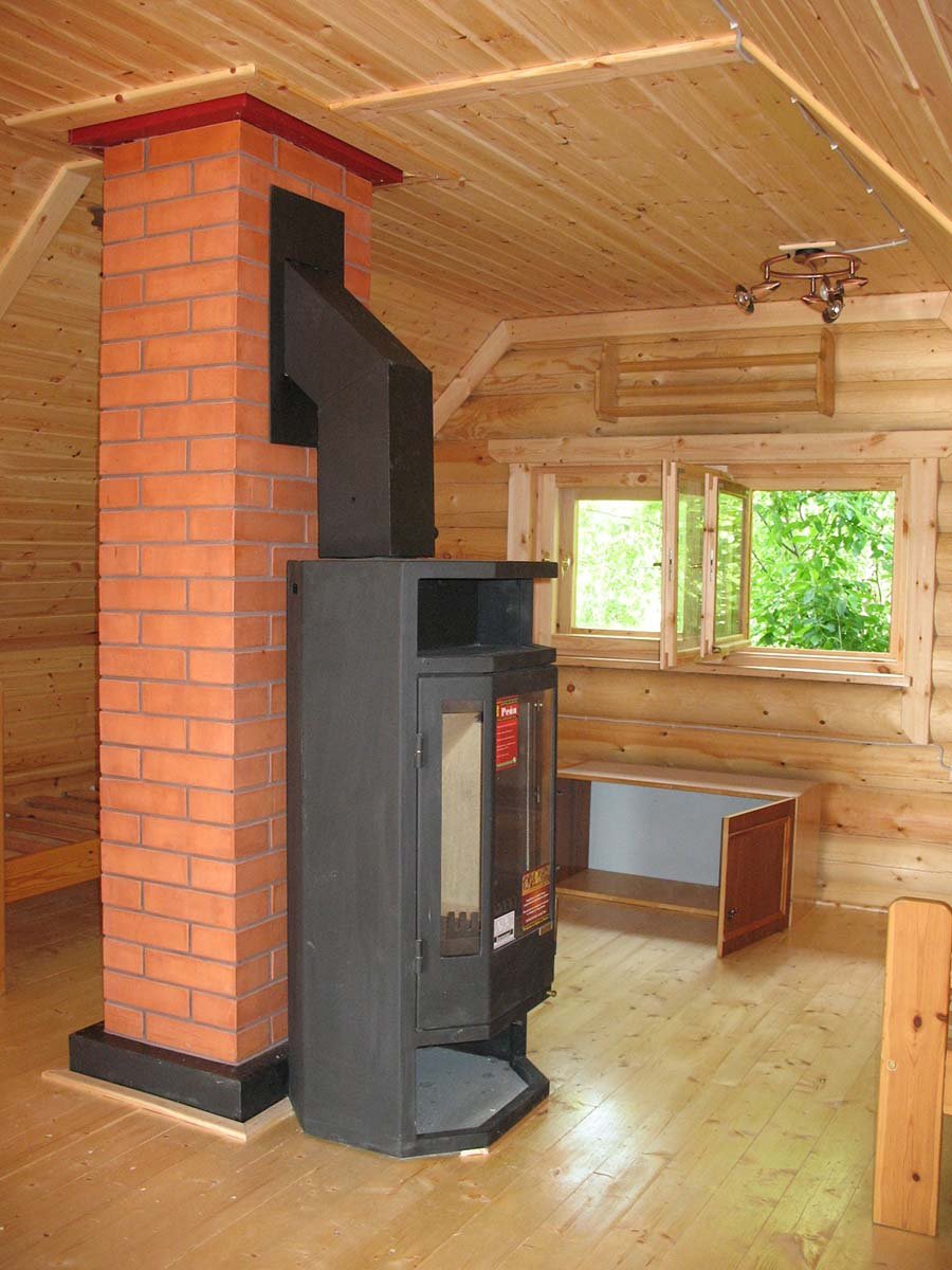 Печь с камином на втором этаже