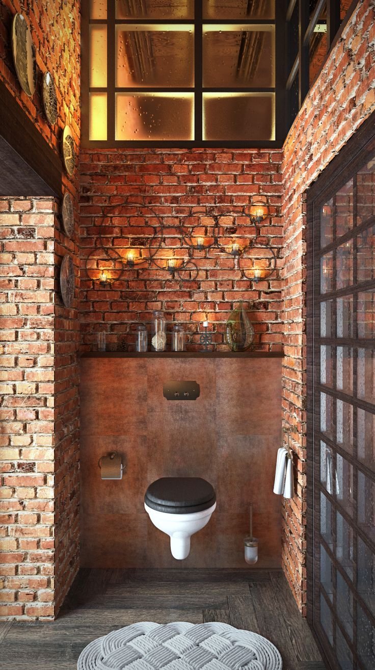 Туалет лофт кирпич