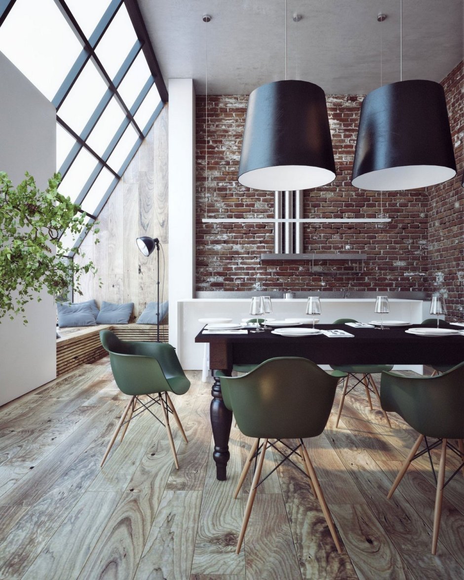 Стулья Еамес в интерьере лофт