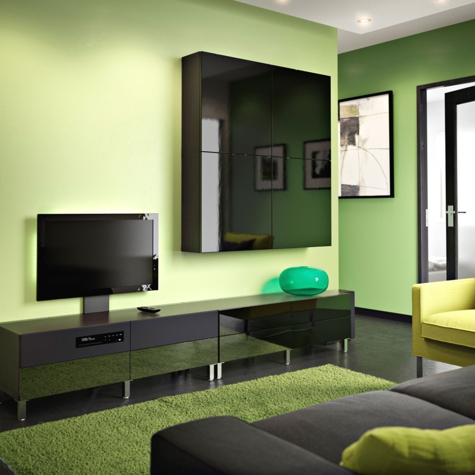Гостиная в салатовых тонах