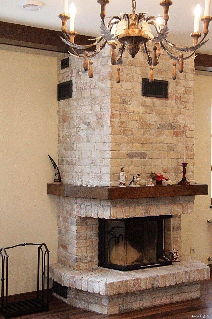 Отделка камина камнем
